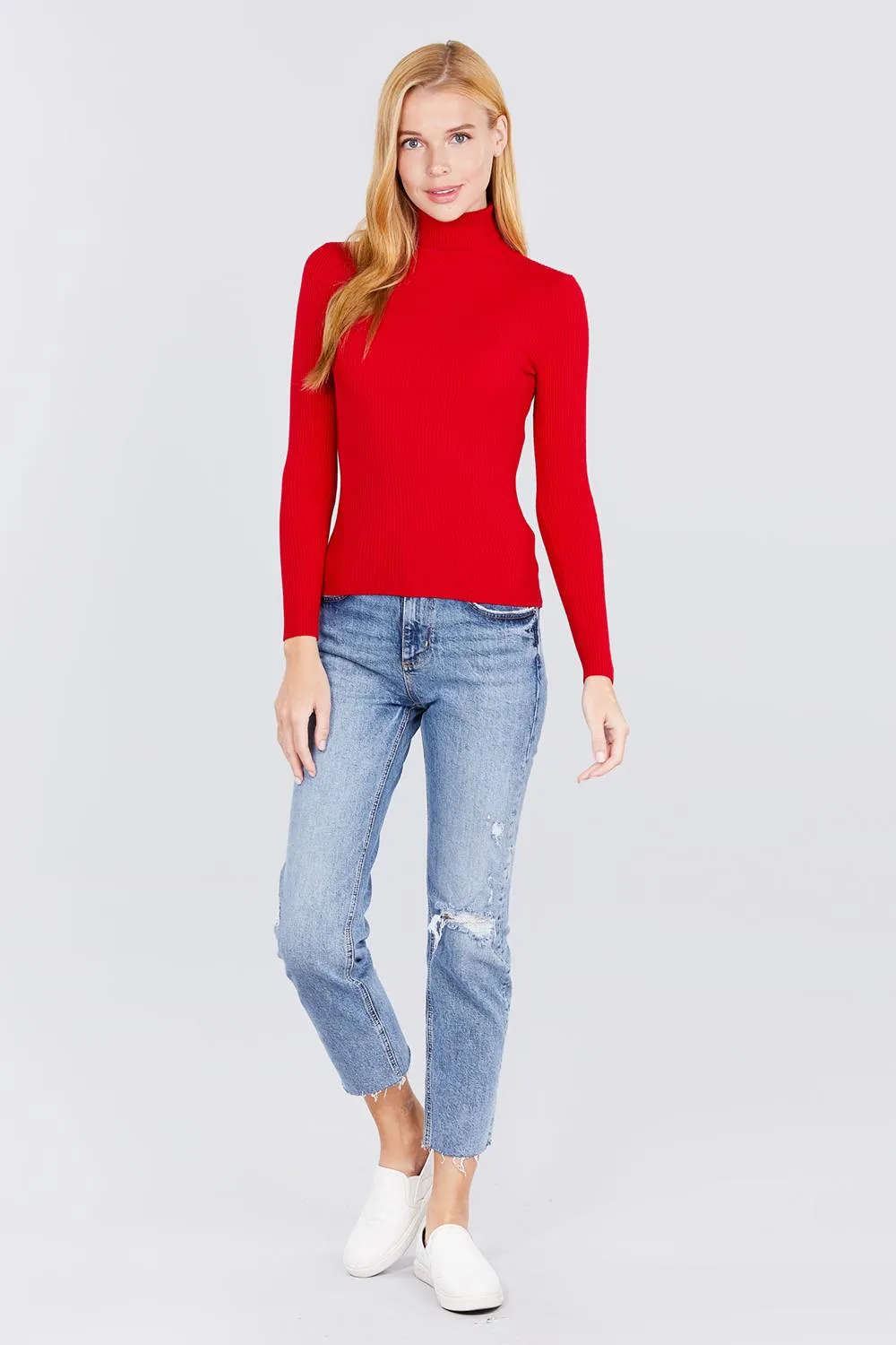 Turtle Neck Viscose Rib Sweater
