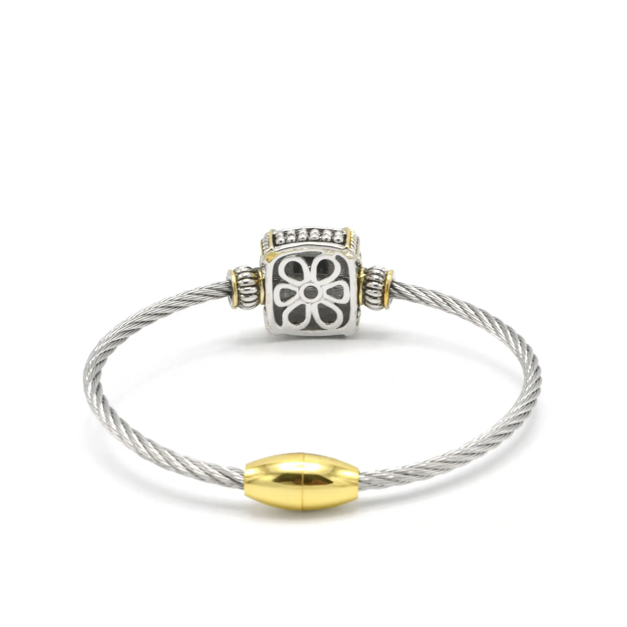 TWO-TONE CLEAR CRYSTAL CLASSIC CABLE BRACELET# 93012BR-CLEAR(FA7)