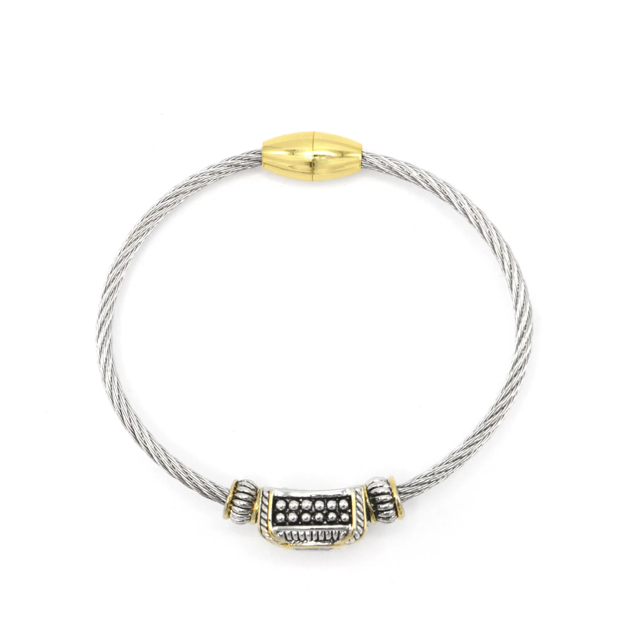 TWO-TONE CLEAR CRYSTAL CLASSIC CABLE BRACELET# 93012BR-CLEAR(FA7)