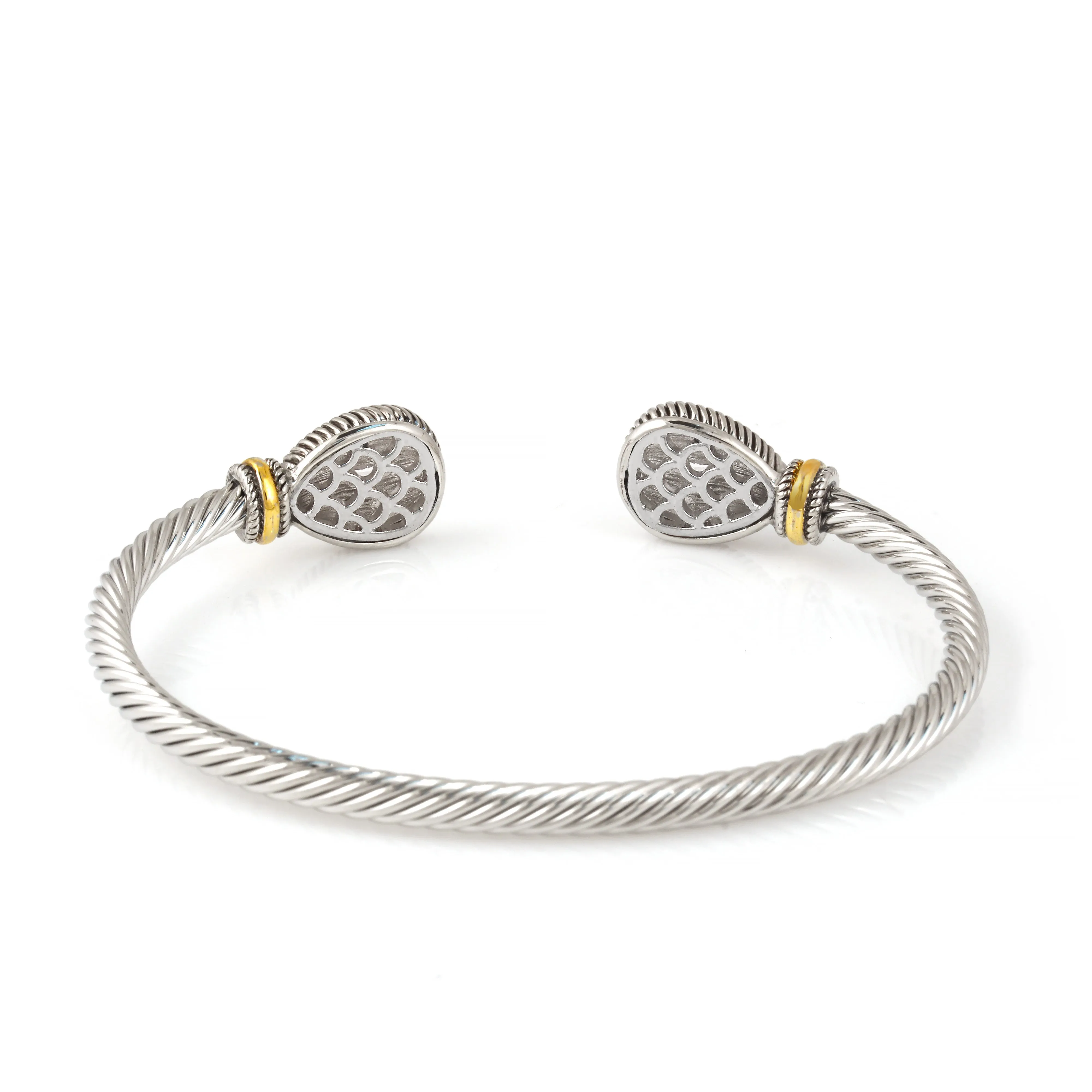 TWO TONE LIGHT ROSE CRYSTAL CLASSIC CABLE BRACELET #73024BR-LT.ROSE(FA27/FA23)