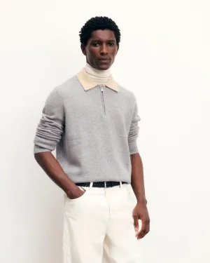 Two-tone Polo Neck Zipper Sweater (S25 / MEN / Dark Heather Gray)