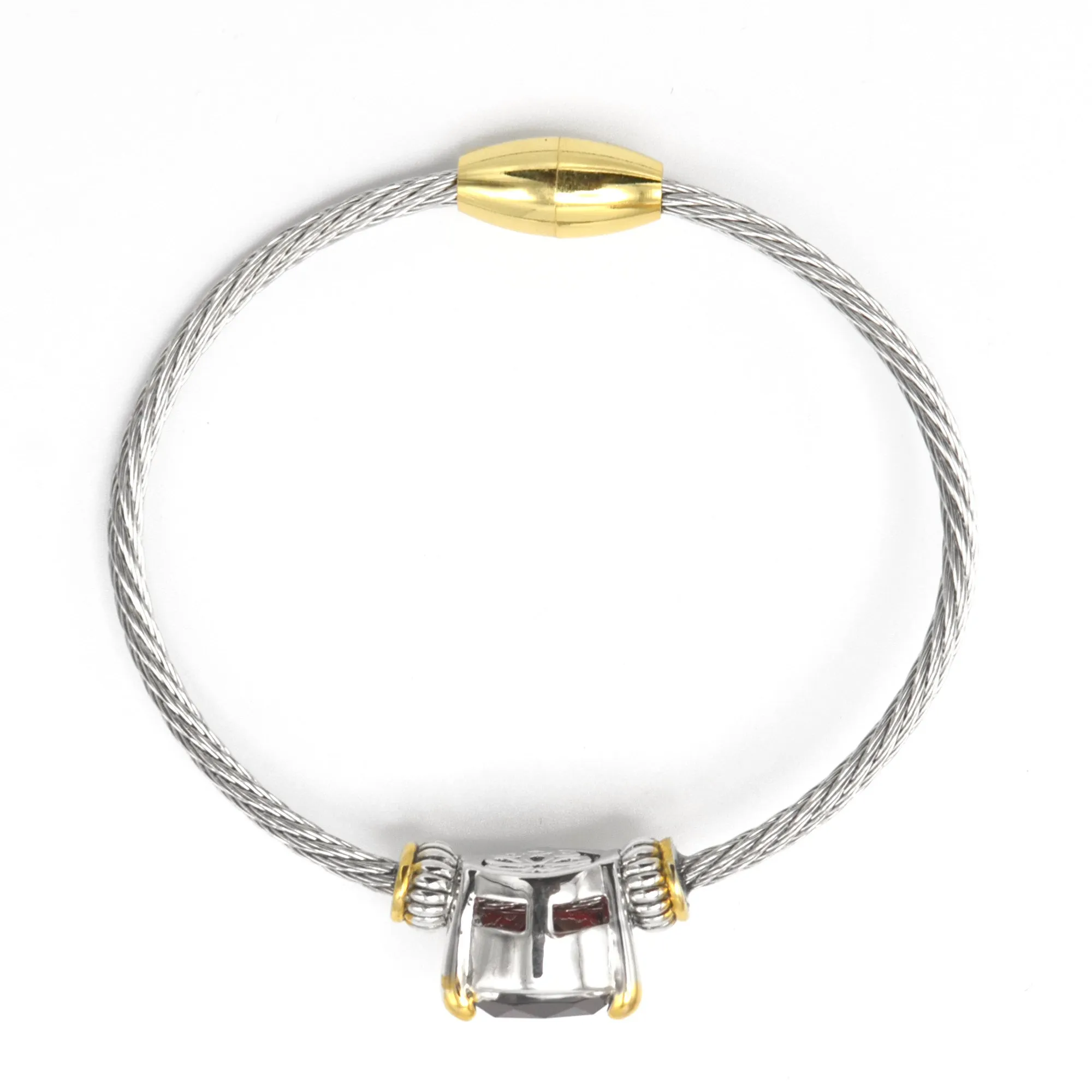 TWO TONE SIAM CRYSTAL CLASSIC CABLE BRACELET# 4110BR-TT-SIAM(FD16)