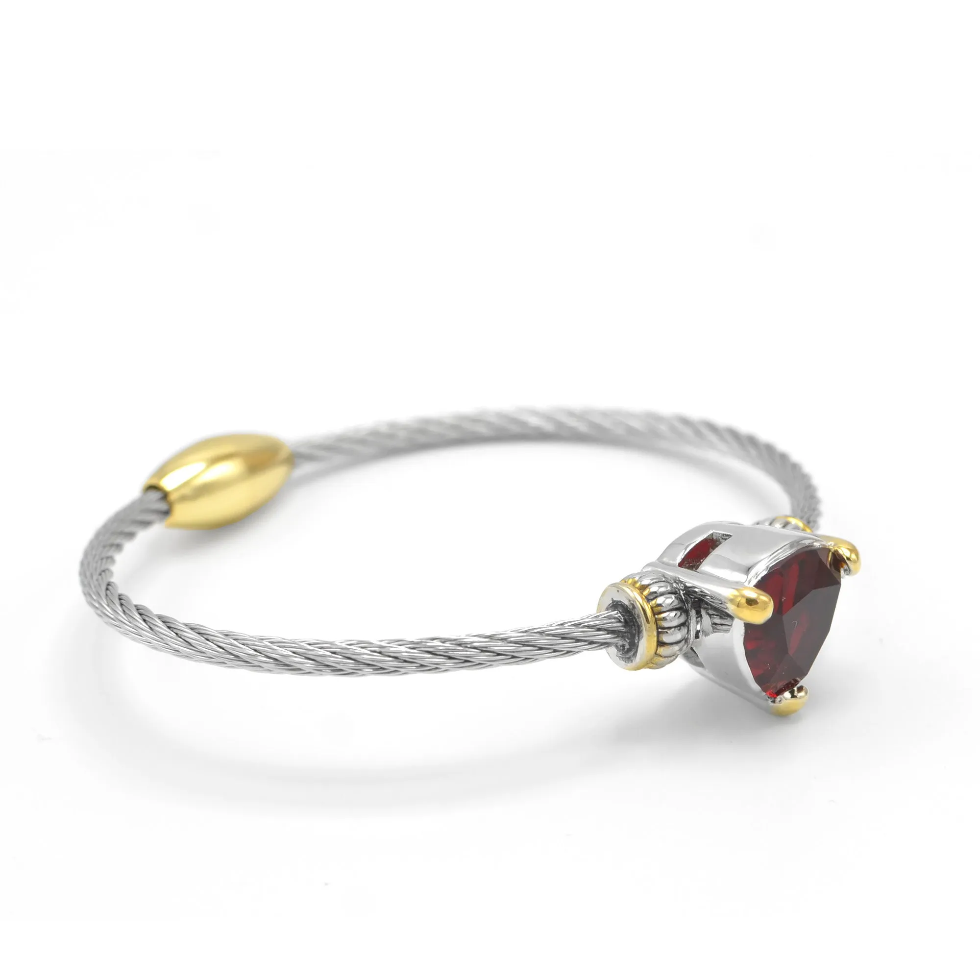 TWO TONE SIAM CRYSTAL CLASSIC CABLE BRACELET# 4110BR-TT-SIAM(FD16)