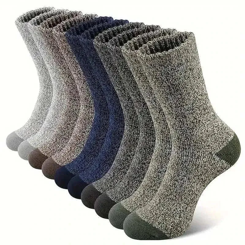 Ultimate Comfort 5-Pair Merino Wool Thermal Socks for Men - Super Thick Hiking Gear for Cold Weather Adventures