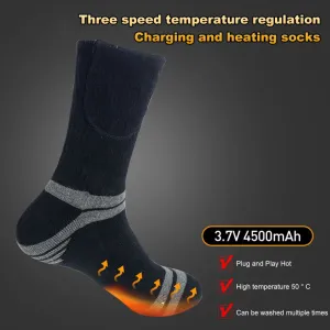 Unisex Thermal Insulated Socks Washable Rechargeable Heated Socks Elastic Thickened for Outdoor Sports Skiing Sport Thermal Sock