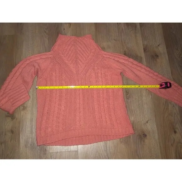 Venus Womens Cold Shoulder Cable Knit Sweater Coral Size Medium