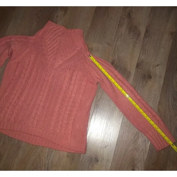 Venus Womens Cold Shoulder Cable Knit Sweater Coral Size Medium