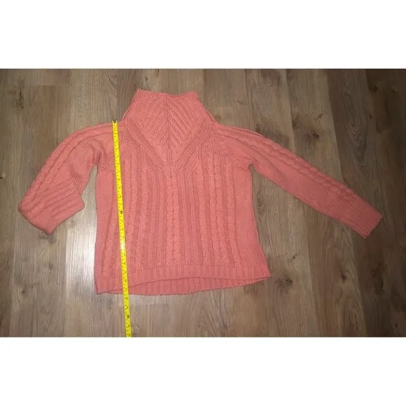 Venus Womens Cold Shoulder Cable Knit Sweater Coral Size Medium