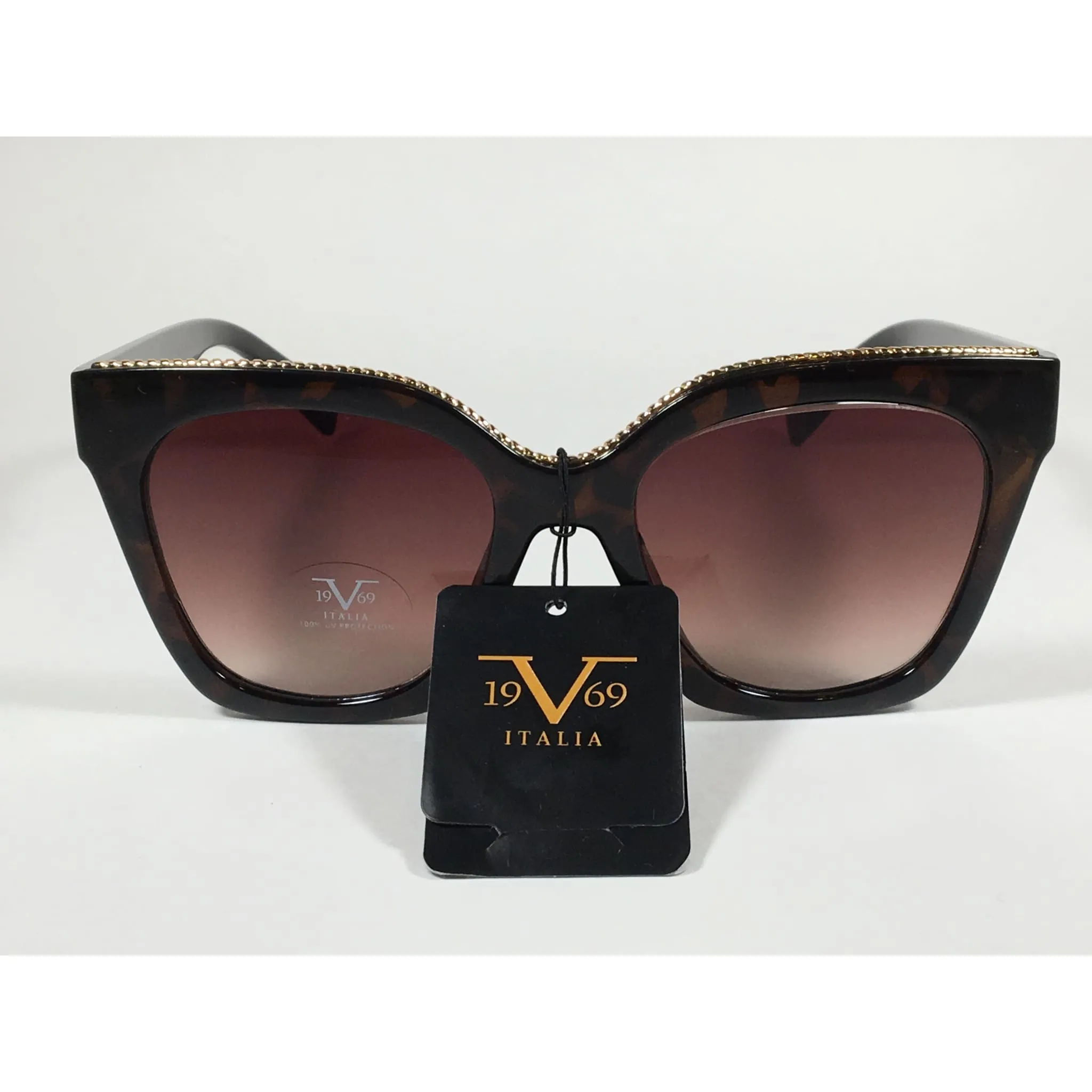 Versace 19V69 Italia Enza Square Sunglasses Brown Tortoise Brown Gradient Lens