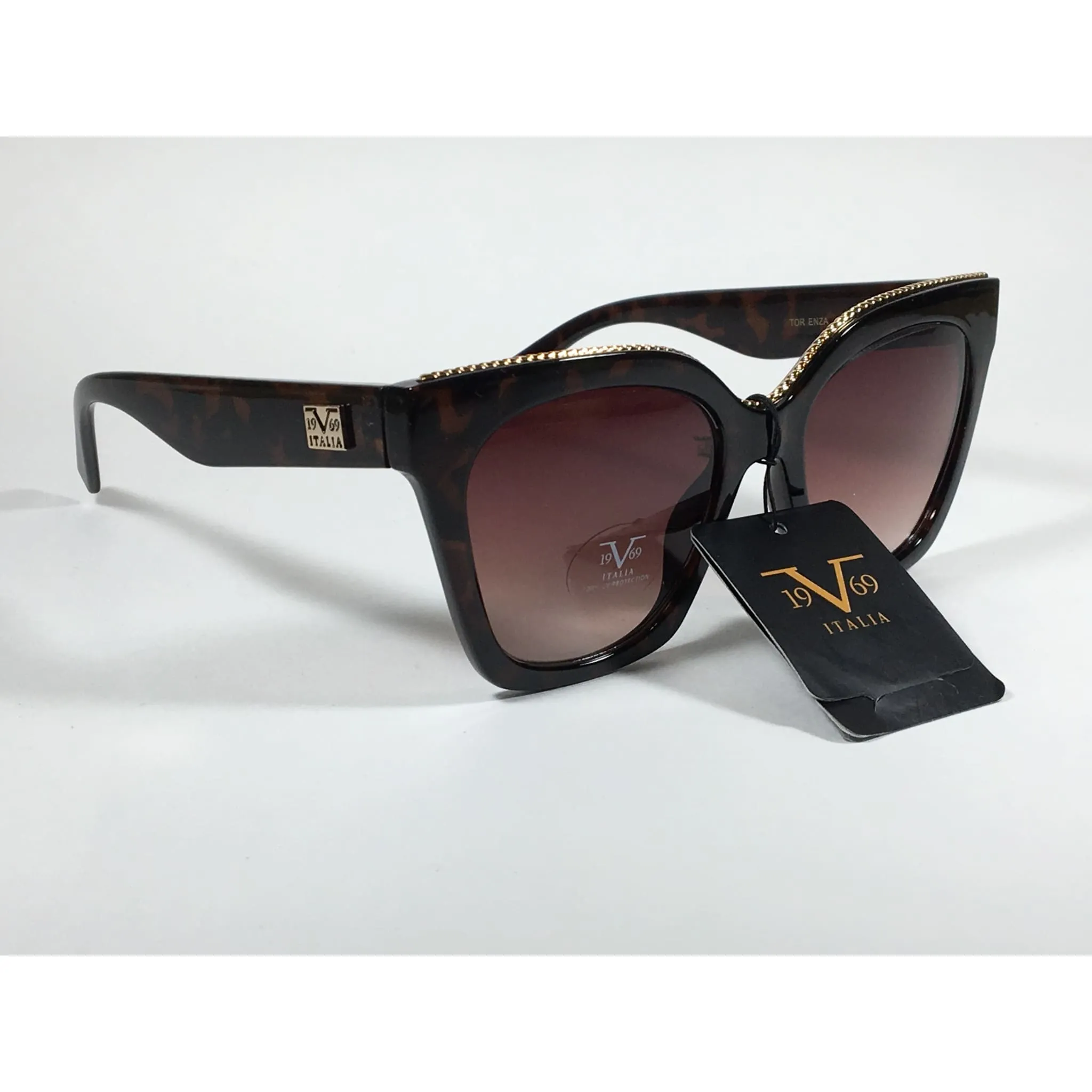 Versace 19V69 Italia Enza Square Sunglasses Brown Tortoise Brown Gradient Lens