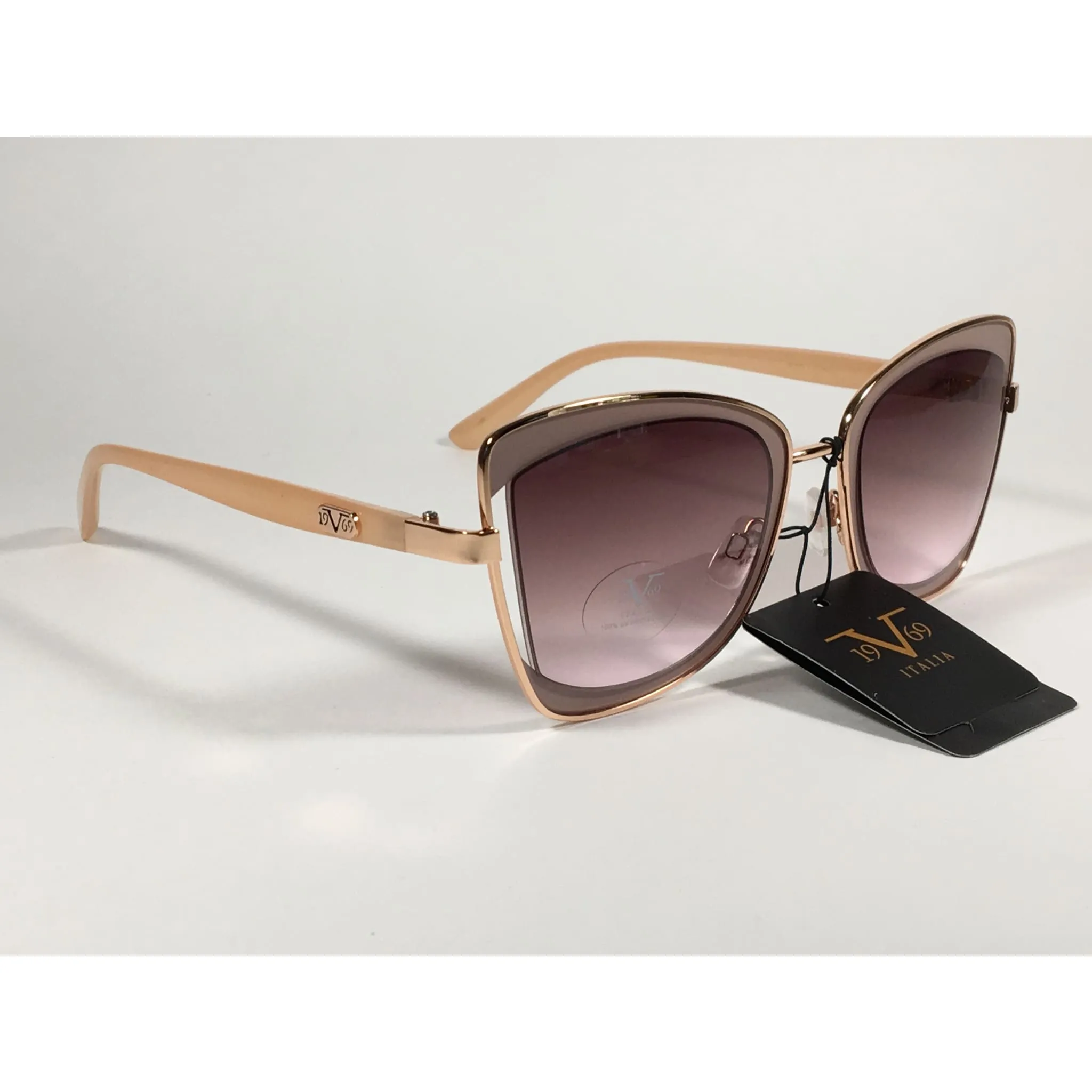Versace 19V69 Italia Liliana Butterfly Sunglasses Rose Gold and Nude Frame Brown Rose Gradient Lens