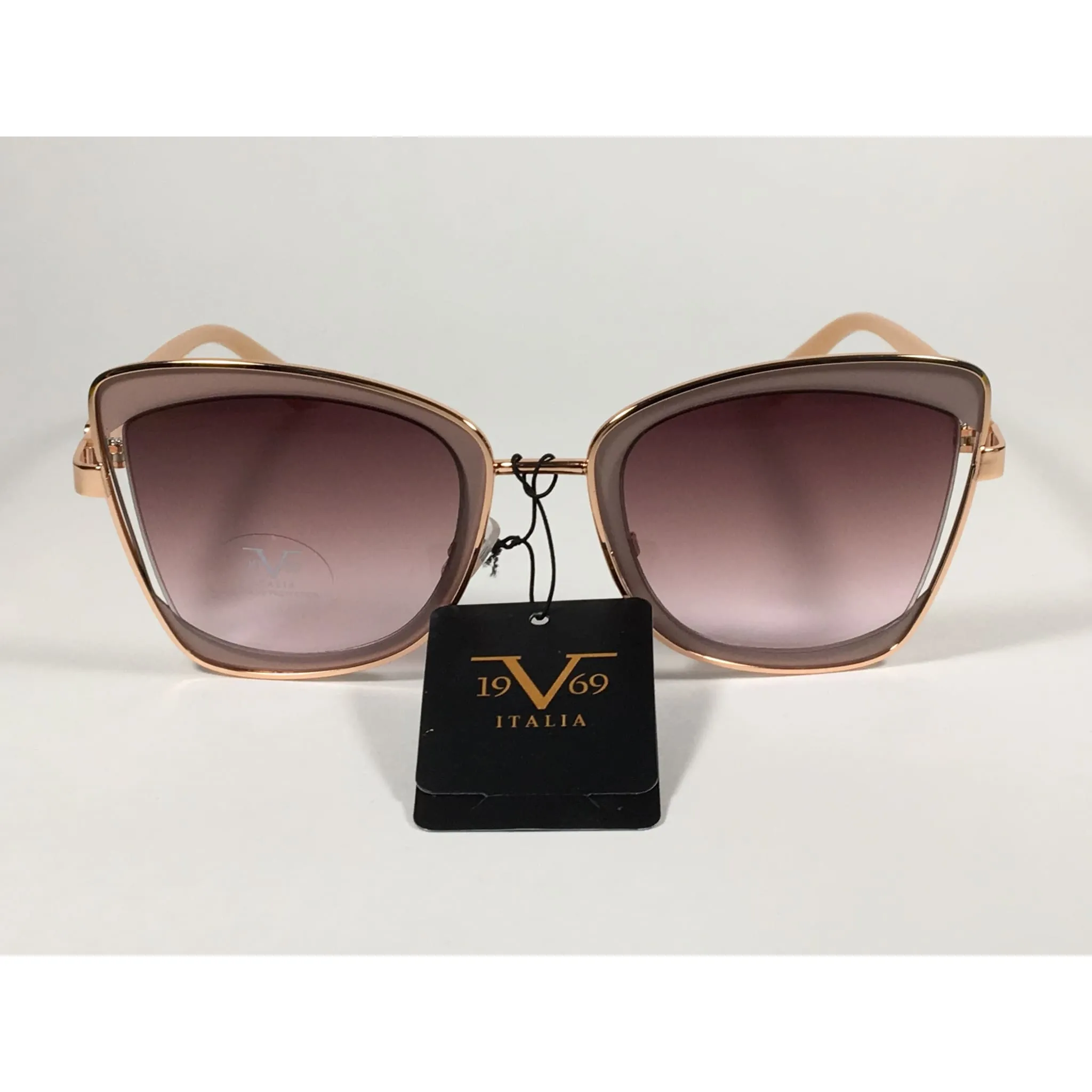 Versace 19V69 Italia Liliana Butterfly Sunglasses Rose Gold and Nude Frame Brown Rose Gradient Lens