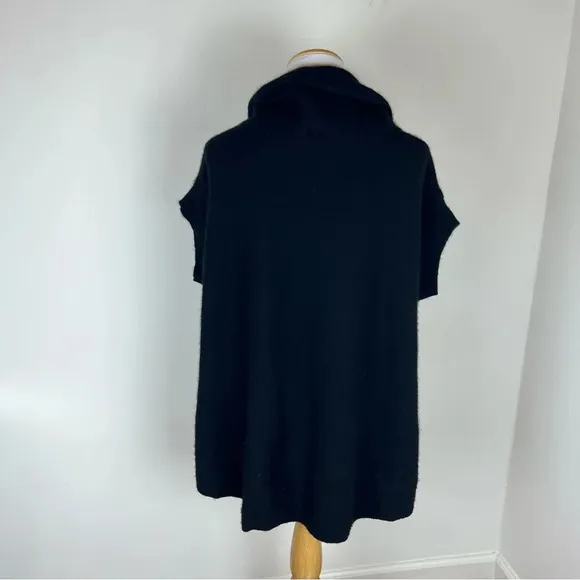 VINCE black cowl neck short sleeve 100% cashmere oversized sweater S