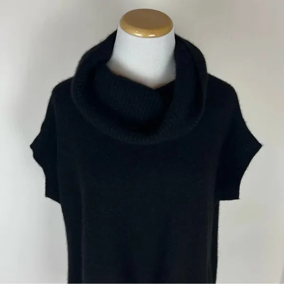 VINCE black cowl neck short sleeve 100% cashmere oversized sweater S