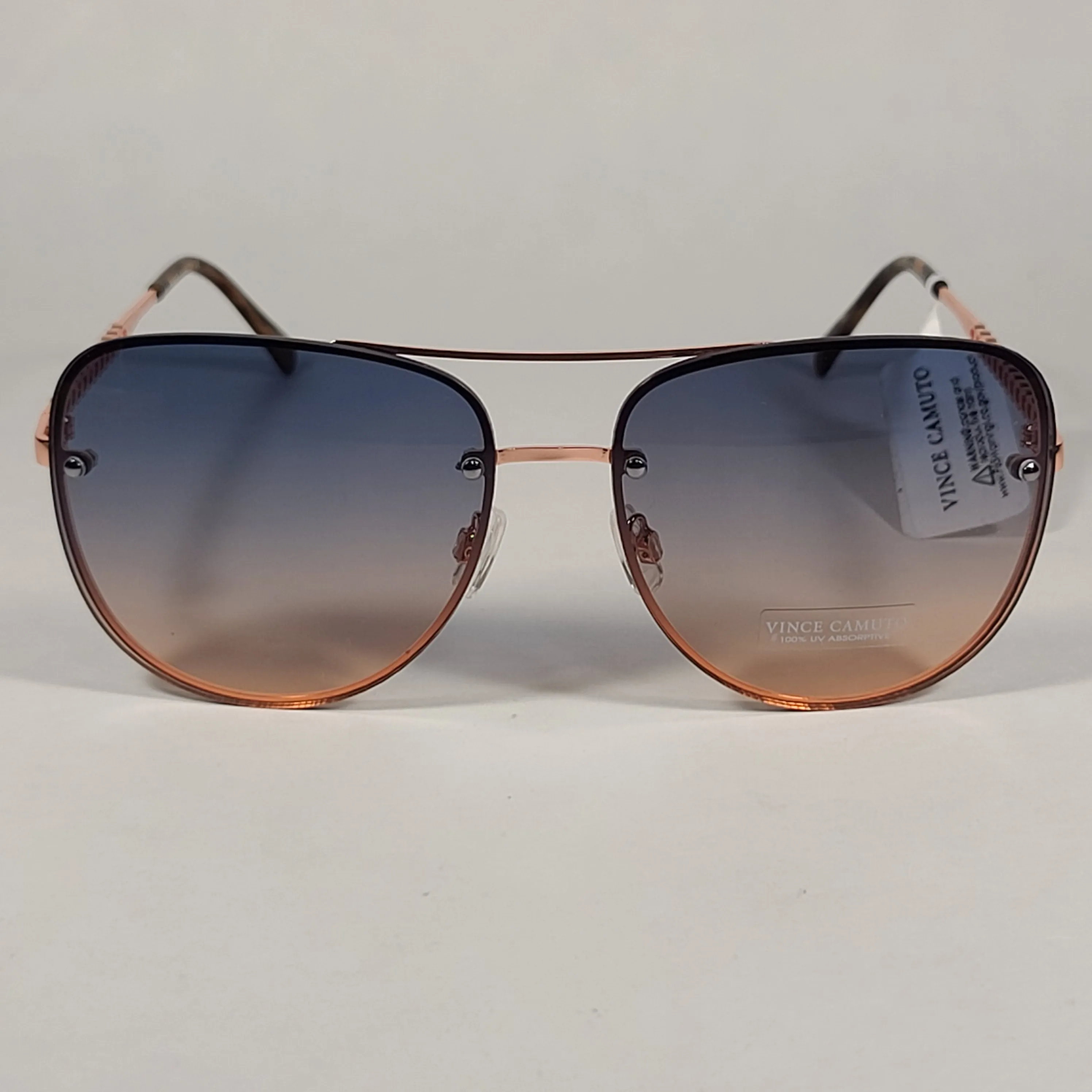 Vince Camuto Rimless Navigator Sunglasses Rose Gold Blue Gradient VC954 RGD
