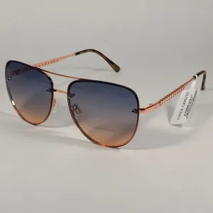 Vince Camuto Rimless Navigator Sunglasses Rose Gold Blue Gradient VC954 RGD