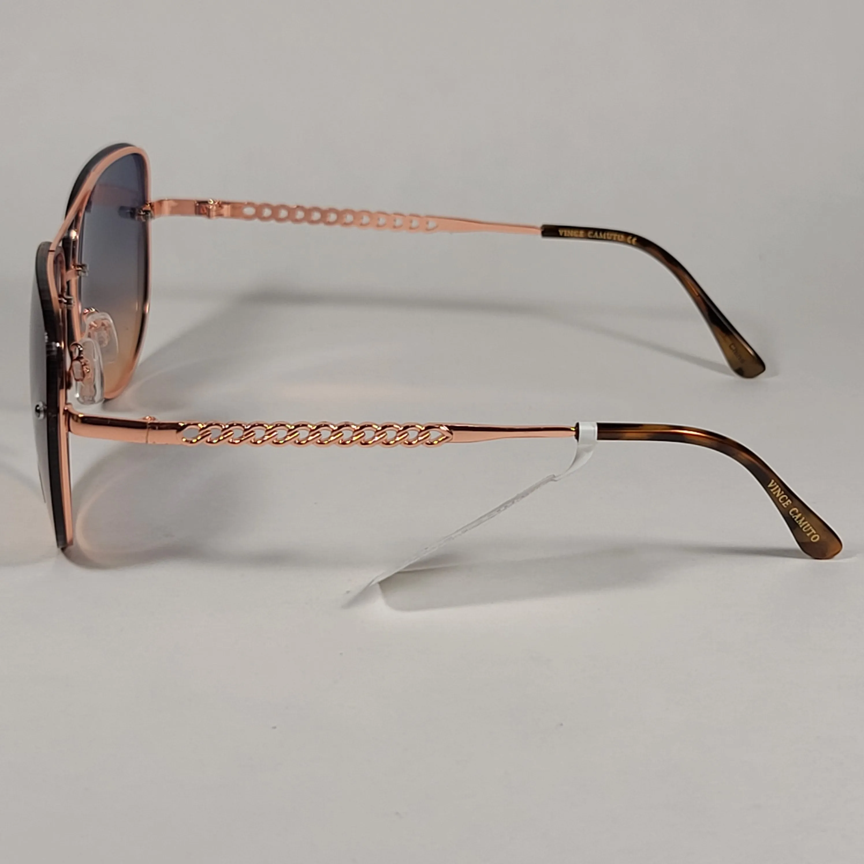 Vince Camuto Rimless Navigator Sunglasses Rose Gold Blue Gradient VC954 RGD