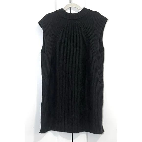Vince Ribbed Wool &amp; Cashmere Tunic Top Sweater Vest in Heather Charcoal - Size S