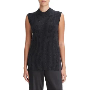 Vince Ribbed Wool &amp; Cashmere Tunic Top Sweater Vest in Heather Charcoal - Size S