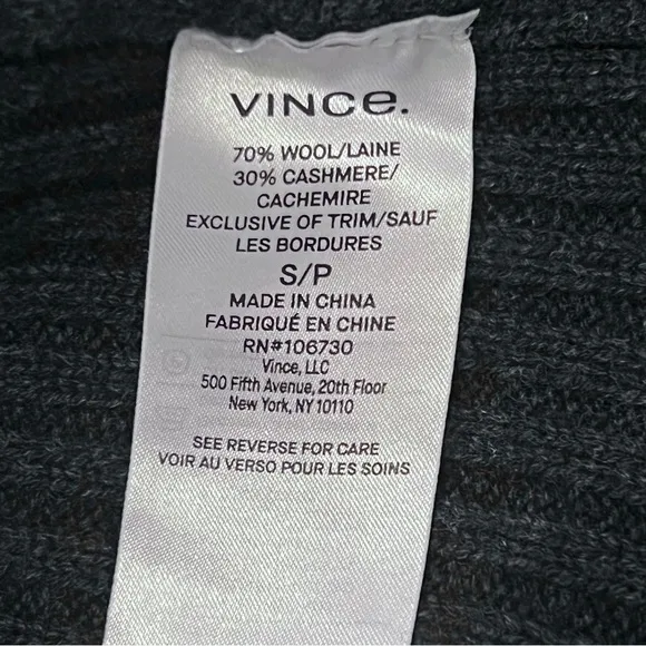 Vince Ribbed Wool &amp; Cashmere Tunic Top Sweater Vest in Heather Charcoal - Size S