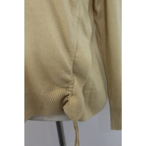 VINCE Sz S Small Beige Tan 100% Cashmere Ruched Cinch Side Pullover Sweater