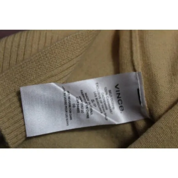 VINCE Sz S Small Beige Tan 100% Cashmere Ruched Cinch Side Pullover Sweater
