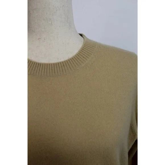 VINCE Sz S Small Beige Tan 100% Cashmere Ruched Cinch Side Pullover Sweater
