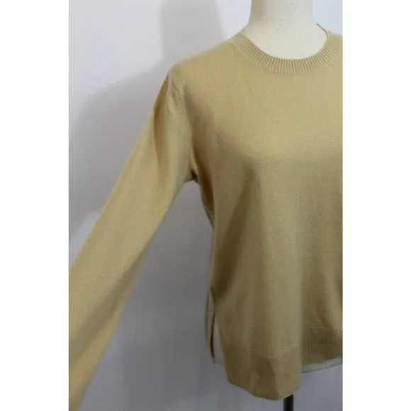 VINCE Sz S Small Beige Tan 100% Cashmere Ruched Cinch Side Pullover Sweater