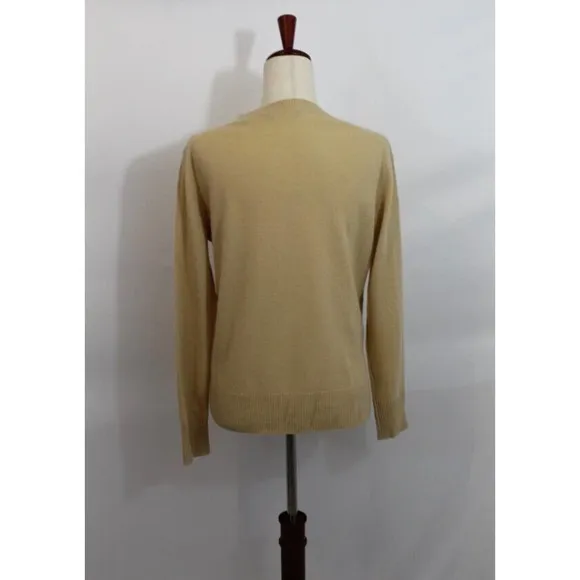 VINCE Sz S Small Beige Tan 100% Cashmere Ruched Cinch Side Pullover Sweater