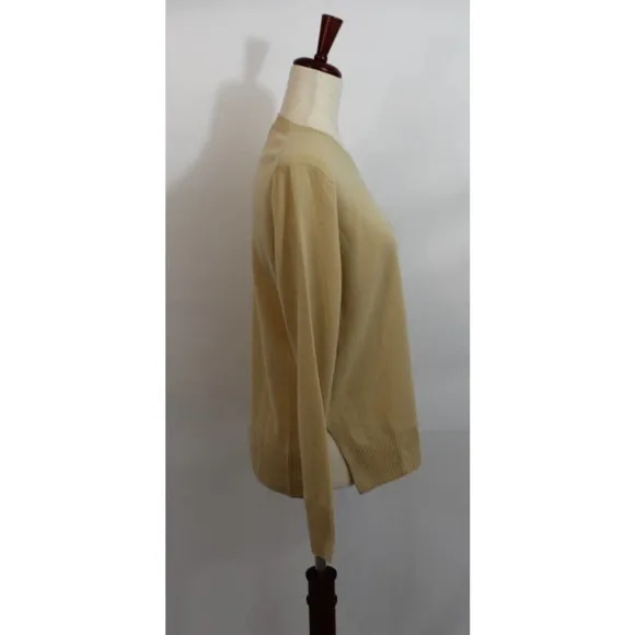 VINCE Sz S Small Beige Tan 100% Cashmere Ruched Cinch Side Pullover Sweater