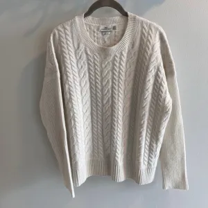Vineyard Vines White Shimmer Cable Knit Cashmere Blend Sweater Size L