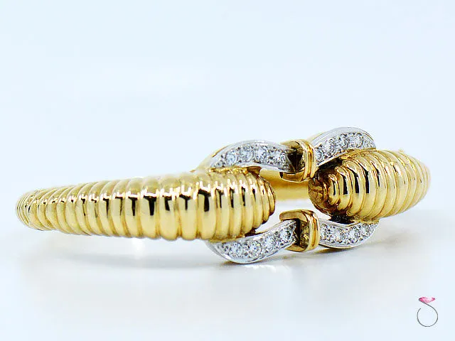 Vintage 14K Yellow Gold Diamond Bangle Bracelet, 1.50 ctw