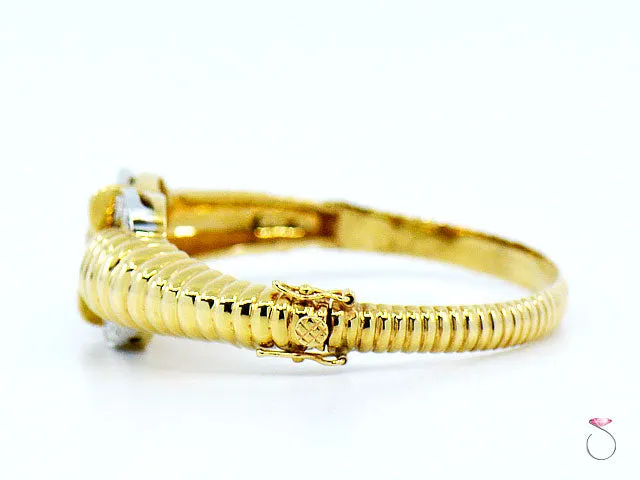 Vintage 14K Yellow Gold Diamond Bangle Bracelet, 1.50 ctw