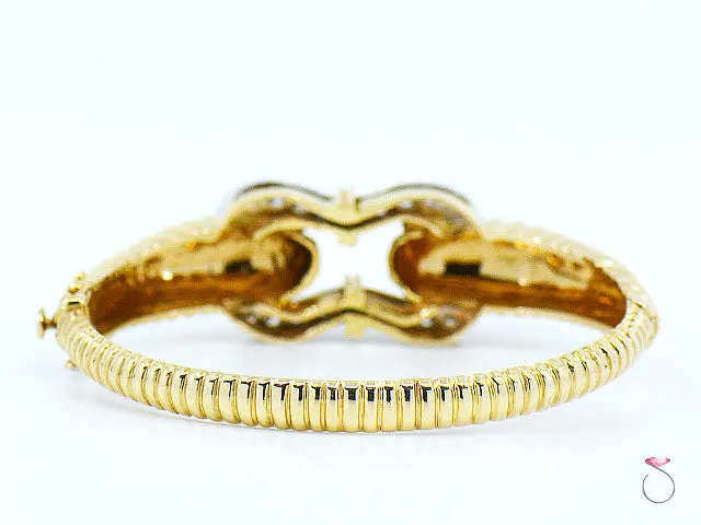Vintage 14K Yellow Gold Diamond Bangle Bracelet, 1.50 ctw