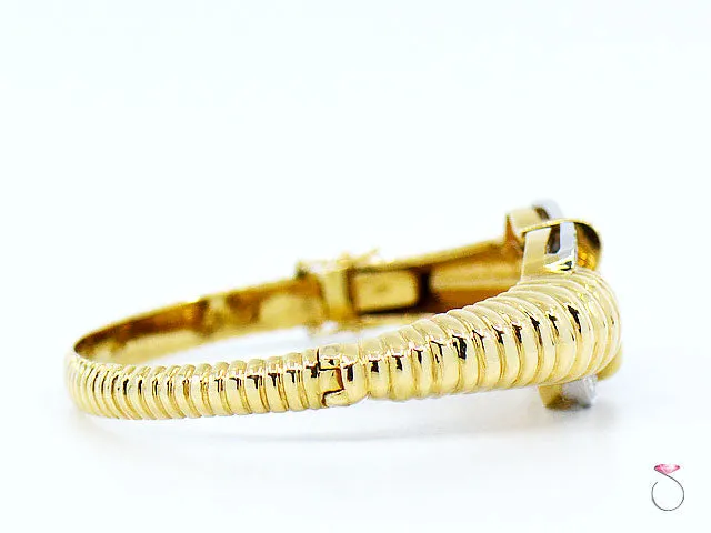 Vintage 14K Yellow Gold Diamond Bangle Bracelet, 1.50 ctw