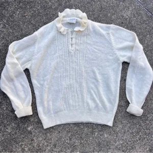 Vintage 70’s/80’s cream knit preppy quarter button sweater