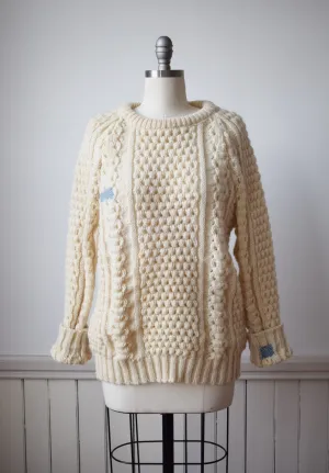 Vintage Classic Wool Cableknit with Visible Mends | S