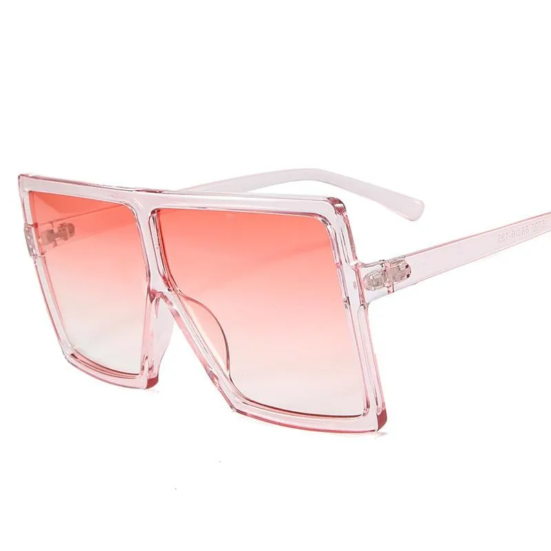 Vintage Oversized Square Sunglasses Women Gradient Shades Flat Top Glasses