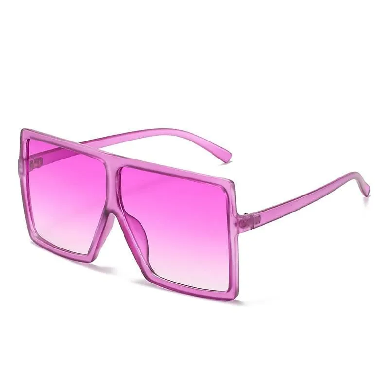 Vintage Oversized Square Sunglasses Women Gradient Shades Flat Top Glasses