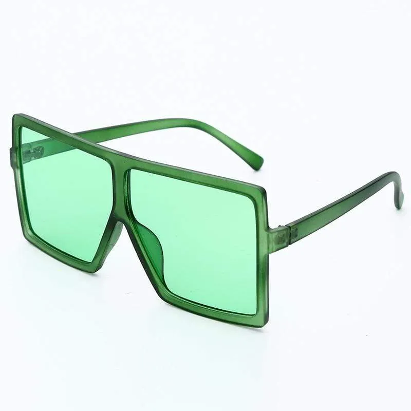 Vintage Oversized Square Sunglasses Women Gradient Shades Flat Top Glasses