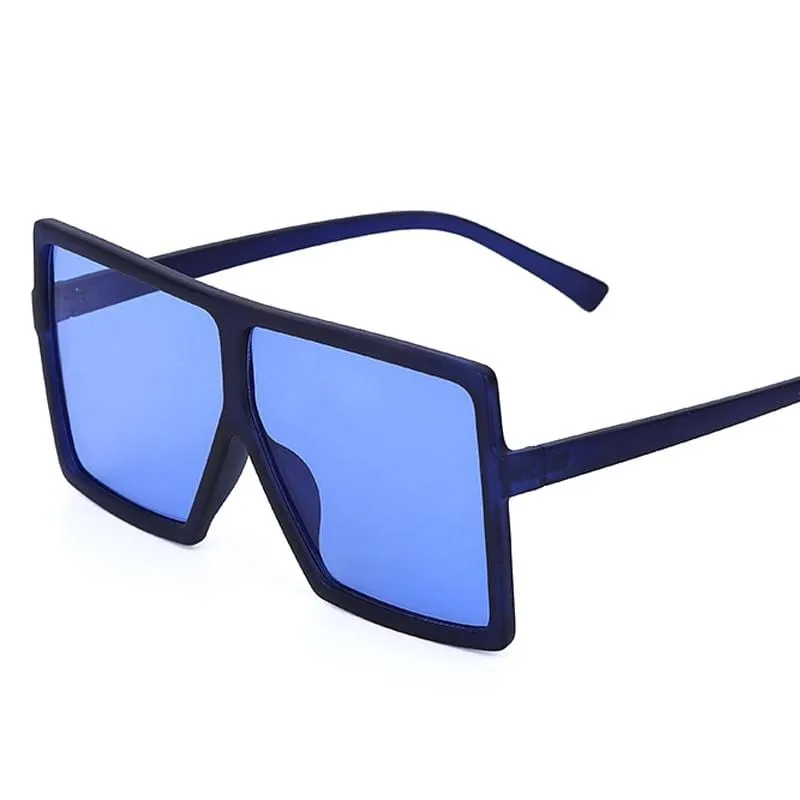 Vintage Oversized Square Sunglasses Women Gradient Shades Flat Top Glasses