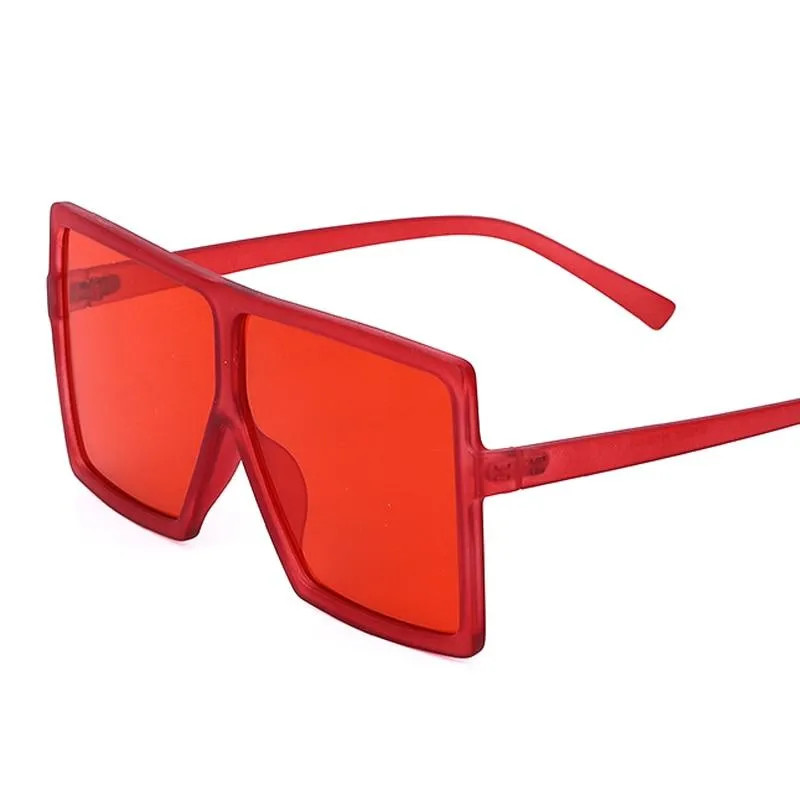 Vintage Oversized Square Sunglasses Women Gradient Shades Flat Top Glasses