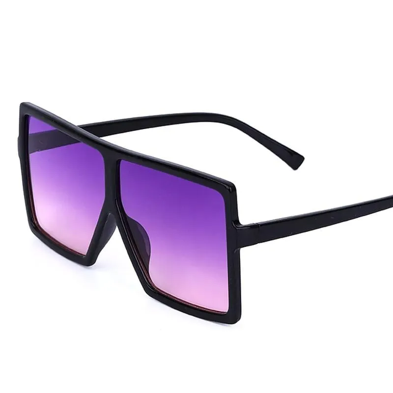Vintage Oversized Square Sunglasses Women Gradient Shades Flat Top Glasses