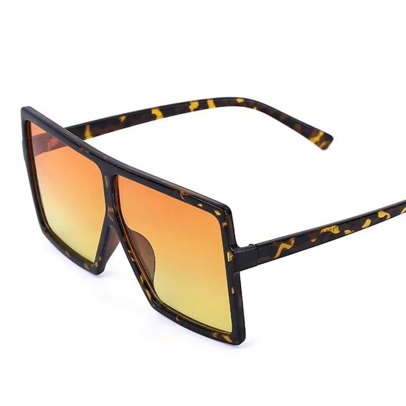 Vintage Oversized Square Sunglasses Women Gradient Shades Flat Top Glasses
