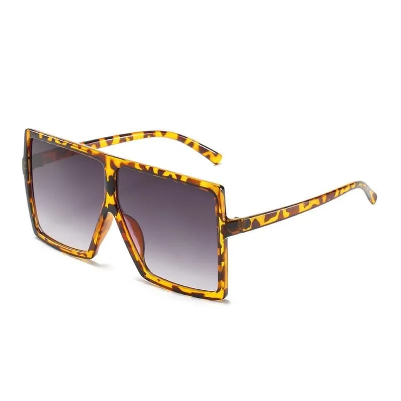Vintage Oversized Square Sunglasses Women Gradient Shades Flat Top Glasses