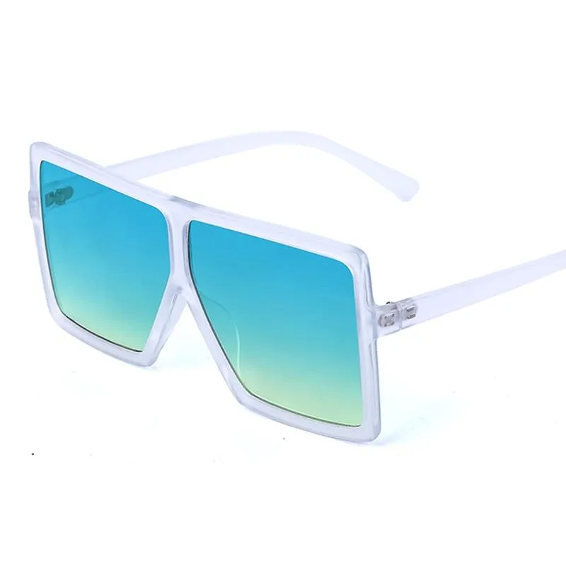 Vintage Oversized Square Sunglasses Women Gradient Shades Flat Top Glasses