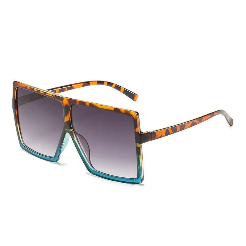 Vintage Oversized Square Sunglasses Women Gradient Shades Flat Top Glasses