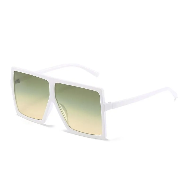 Vintage Oversized Square Sunglasses Women Gradient Shades Flat Top Glasses