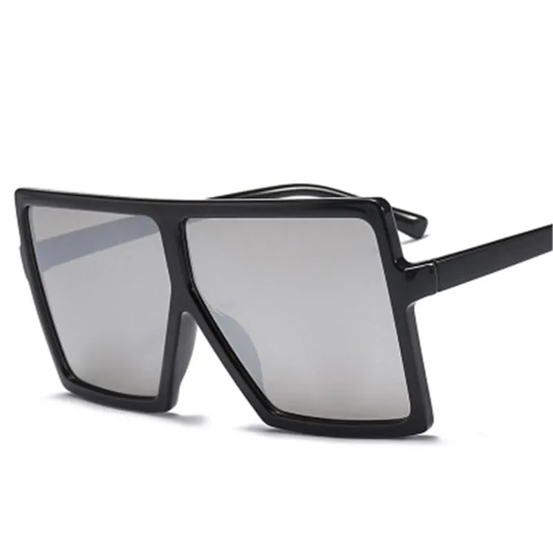 Vintage Oversized Square Sunglasses Women Gradient Shades Flat Top Glasses