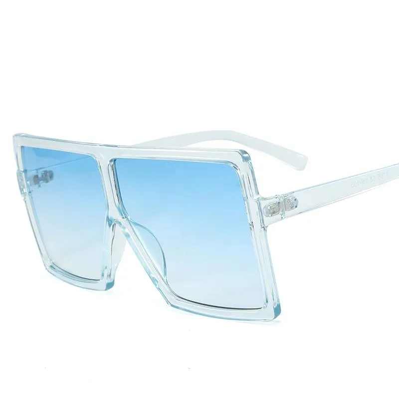 Vintage Oversized Square Sunglasses Women Gradient Shades Flat Top Glasses